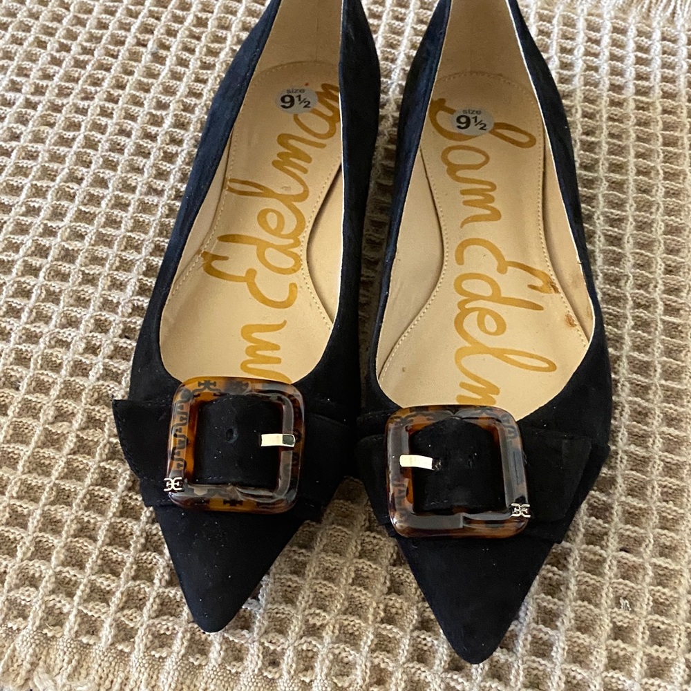 Sam Edelman Black Flats with Tortoise Buckle